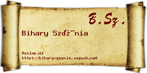 Bihary Szénia névjegykártya